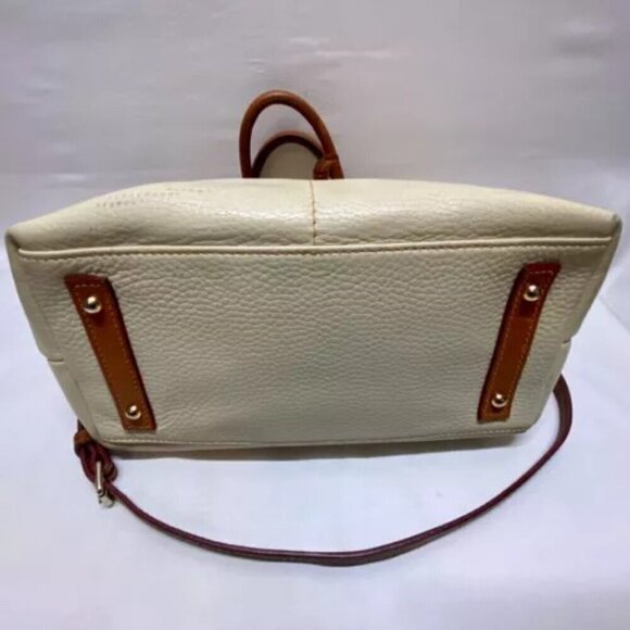Dooney & Bourke Dillen Double Pocket Convertible Satchel Cream Pebbled Leather - Picture 14 of 16